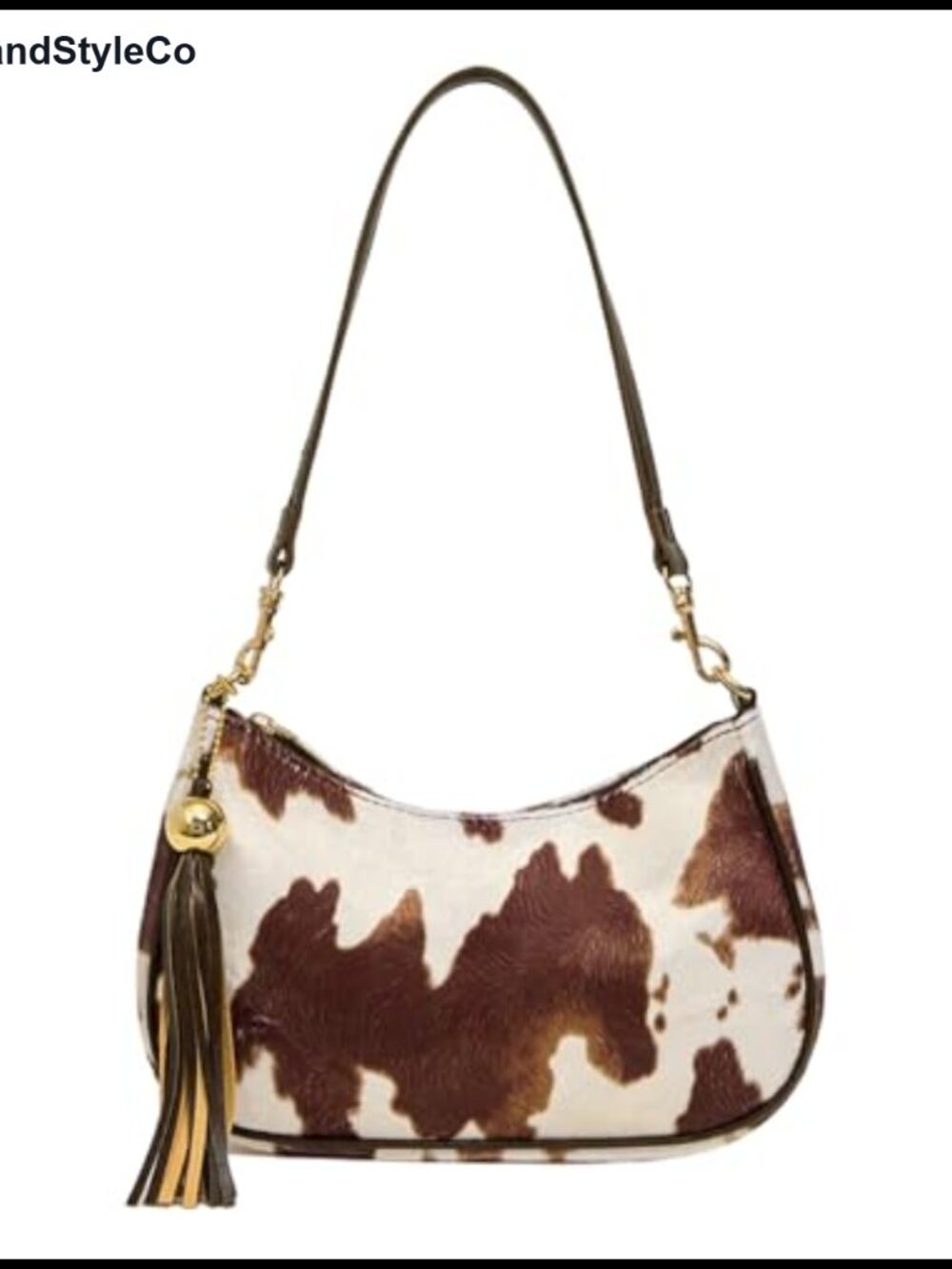 Faux Fur Cow Print Shoulder Bag Retro Y2K Top Handle Hobo